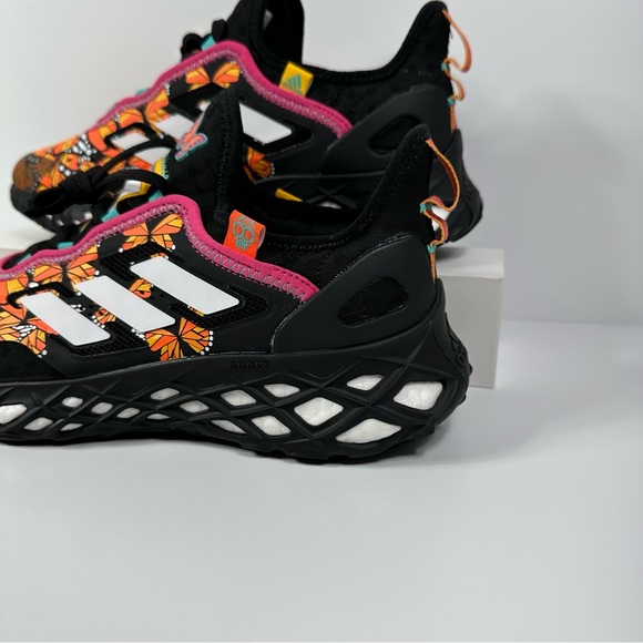 WEB BOOST DAY OF THE DEAD MENS RUNNING SHOE PRIMEKNIT MONARCH BUTTERFLIES ORANGE - Picture 9 of 10